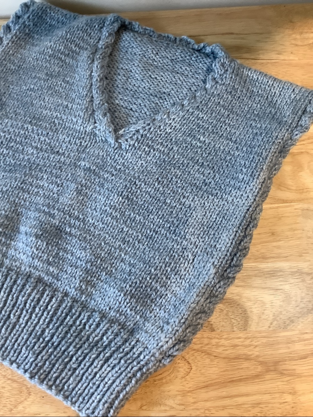 Handmade Cable Knit Wool Blend Sweater Vest Size M Blue Grey